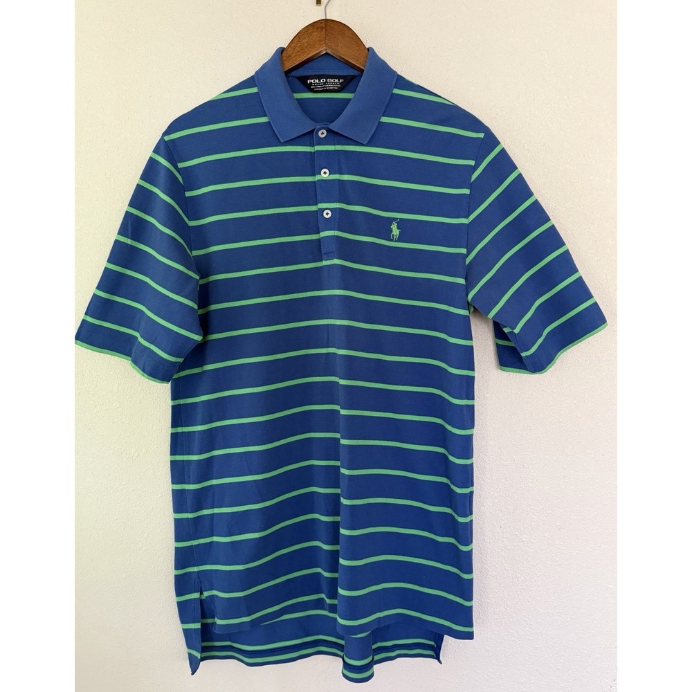 Polo Golf Ralph Lauren Men's Blue w/ Green Stripe Short Sleeve Polo Size M